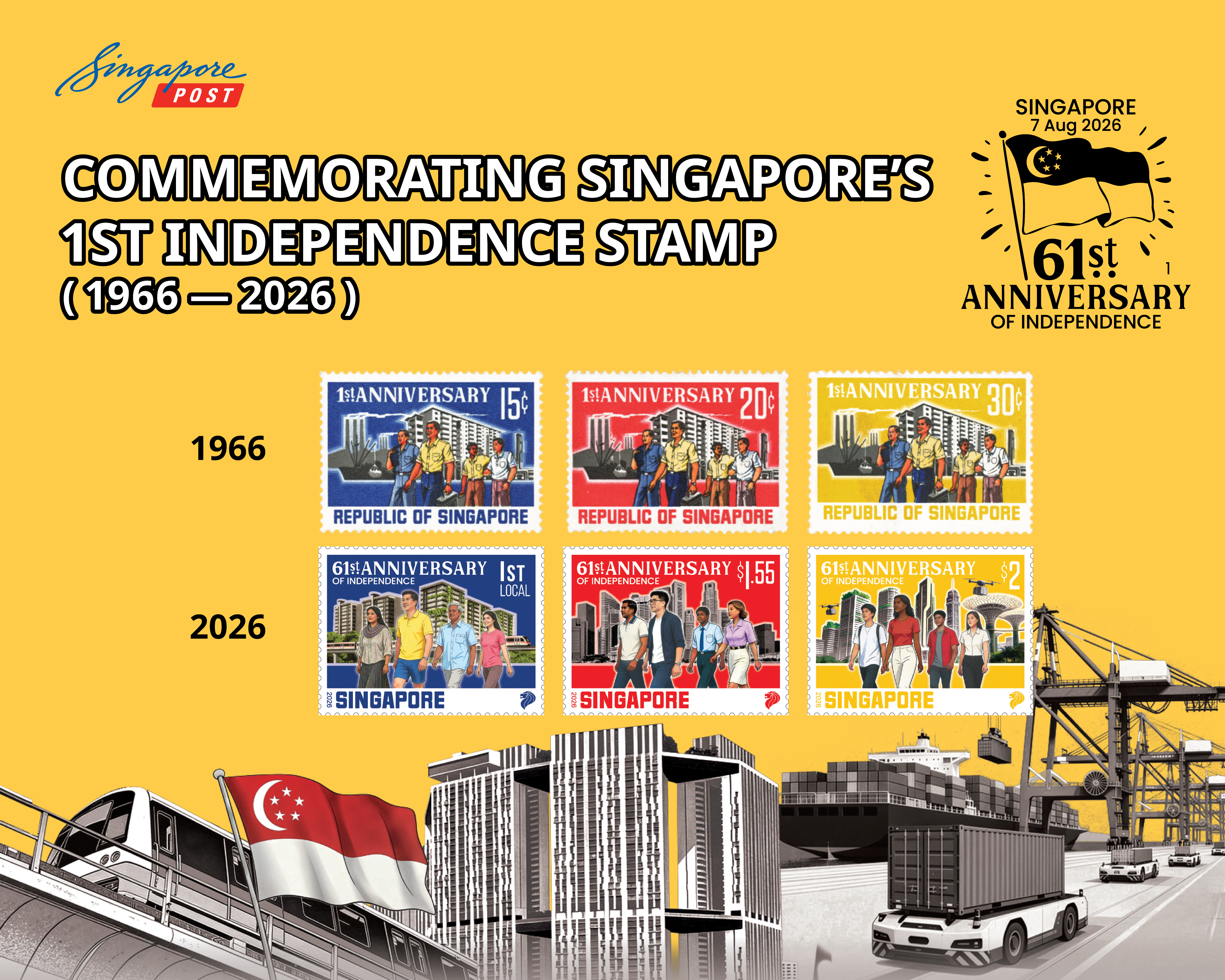61st Anniversary of Singapore's Independence Stamps